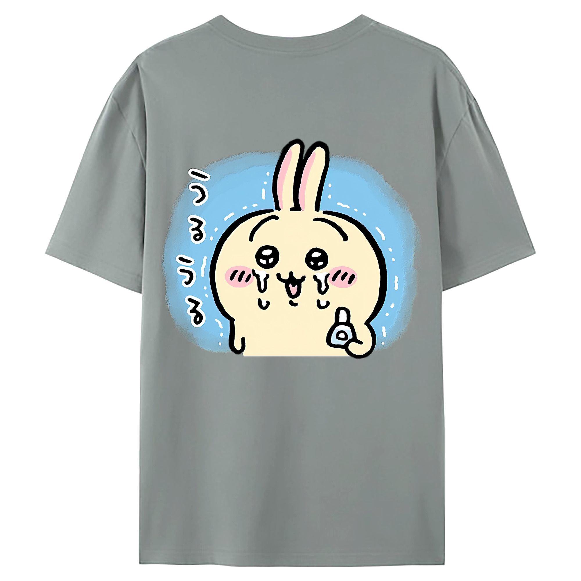 （画像用） ちいかわ うさぎ Chii-kawa usagi 綿100％ メンズ半袖Tシャツ（バックプリント） 通気性